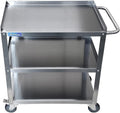 Stainless Steel 3 Shelf Utility Cart on Wheels with Handle O205902