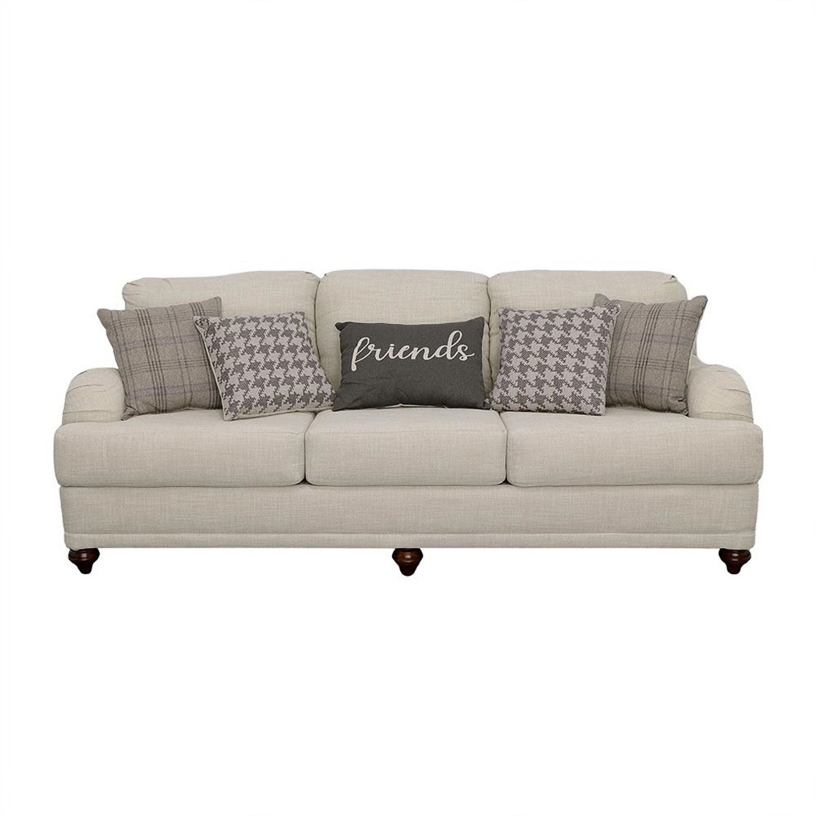 Light Gray Fabric Upholstered Cushion Back Sofa A4305