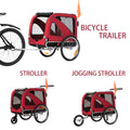 Red 3-in-1 Dog Bicycle Trailer, Stroller, and Jogging Stroller I560