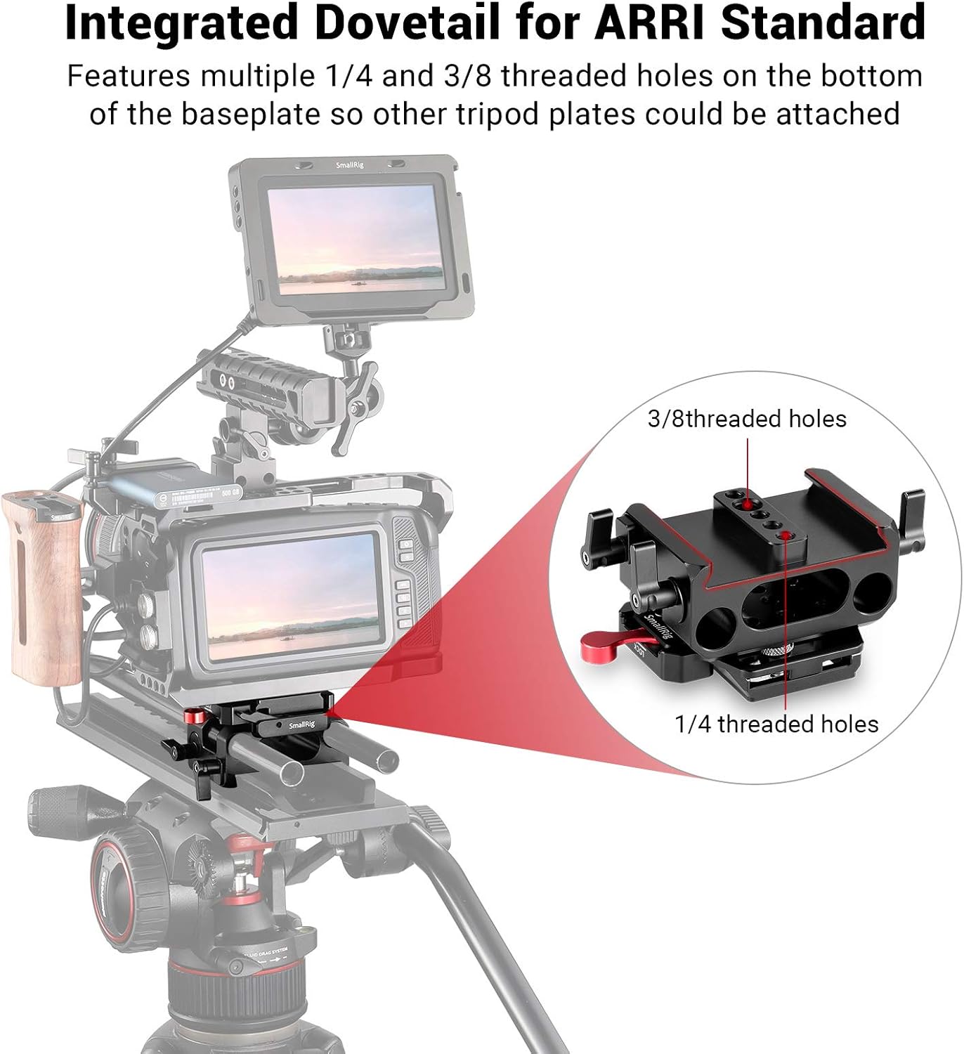 BMPCC Baseplate for Manfrotto 501PL Black Design Pocket Cinema Camera 4K & 6K E65450