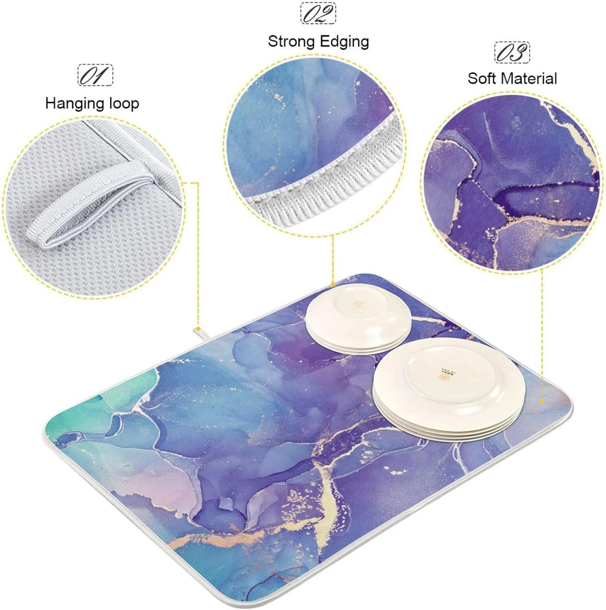 Marble Texture Dish Drying Mat 16x18Inch P8374