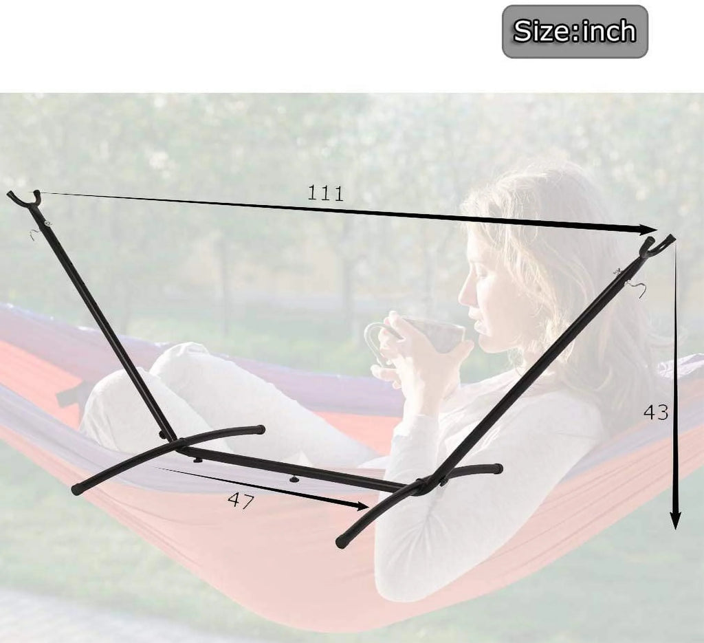 Black Steel Double Hammock Stand with Carrying Case X185648