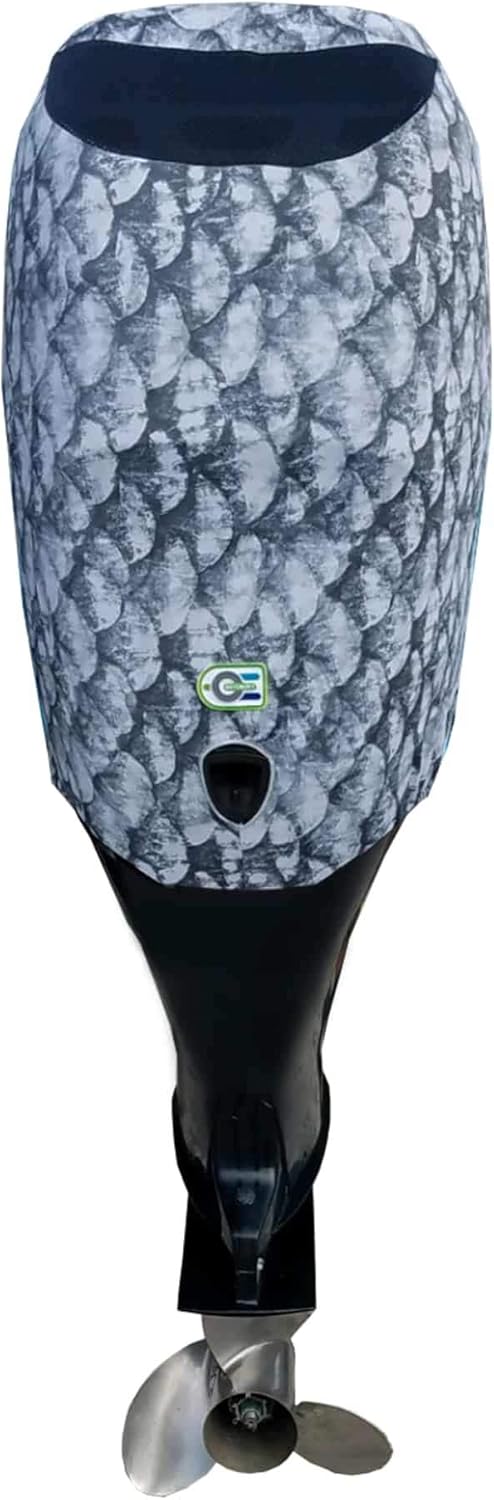 Grey Fish Scales Outboard Motor Cover F56186