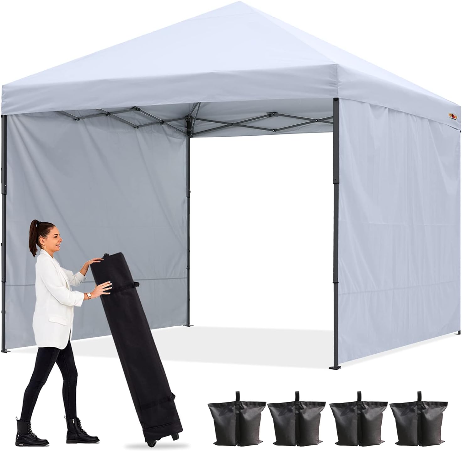 Black Pop up Canopy Tent with 2 Sun Wall 10x10 Z77070