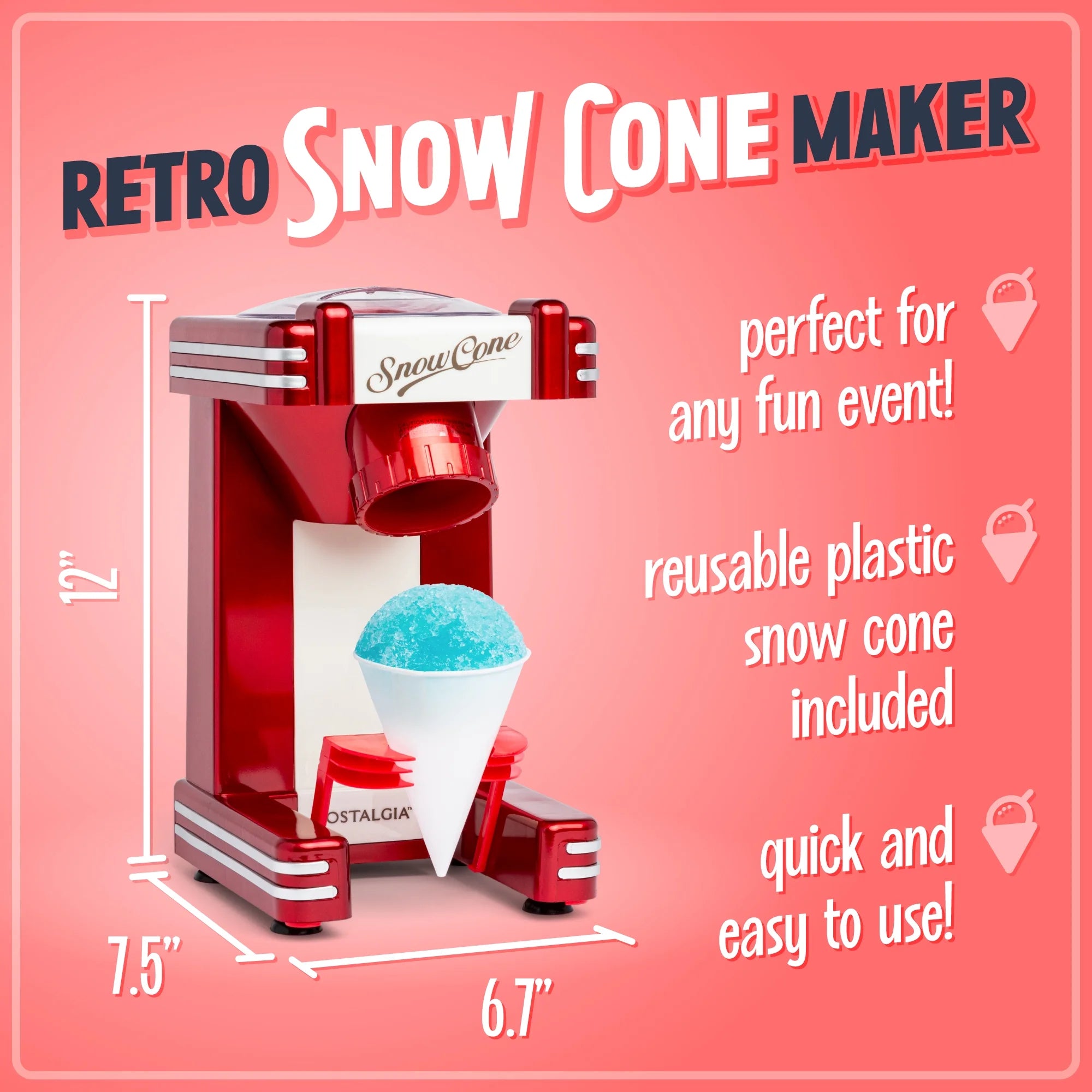 Red Retro Countertop Snow Cone Maker M537418