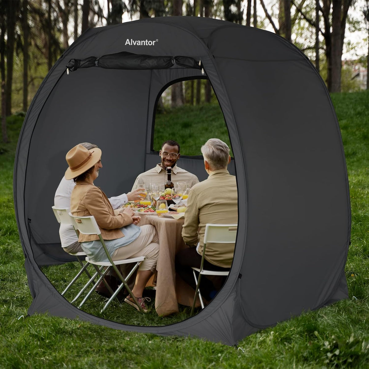 Hexagon Sun Shade Canopy with Ventilated Mesh Walls R459