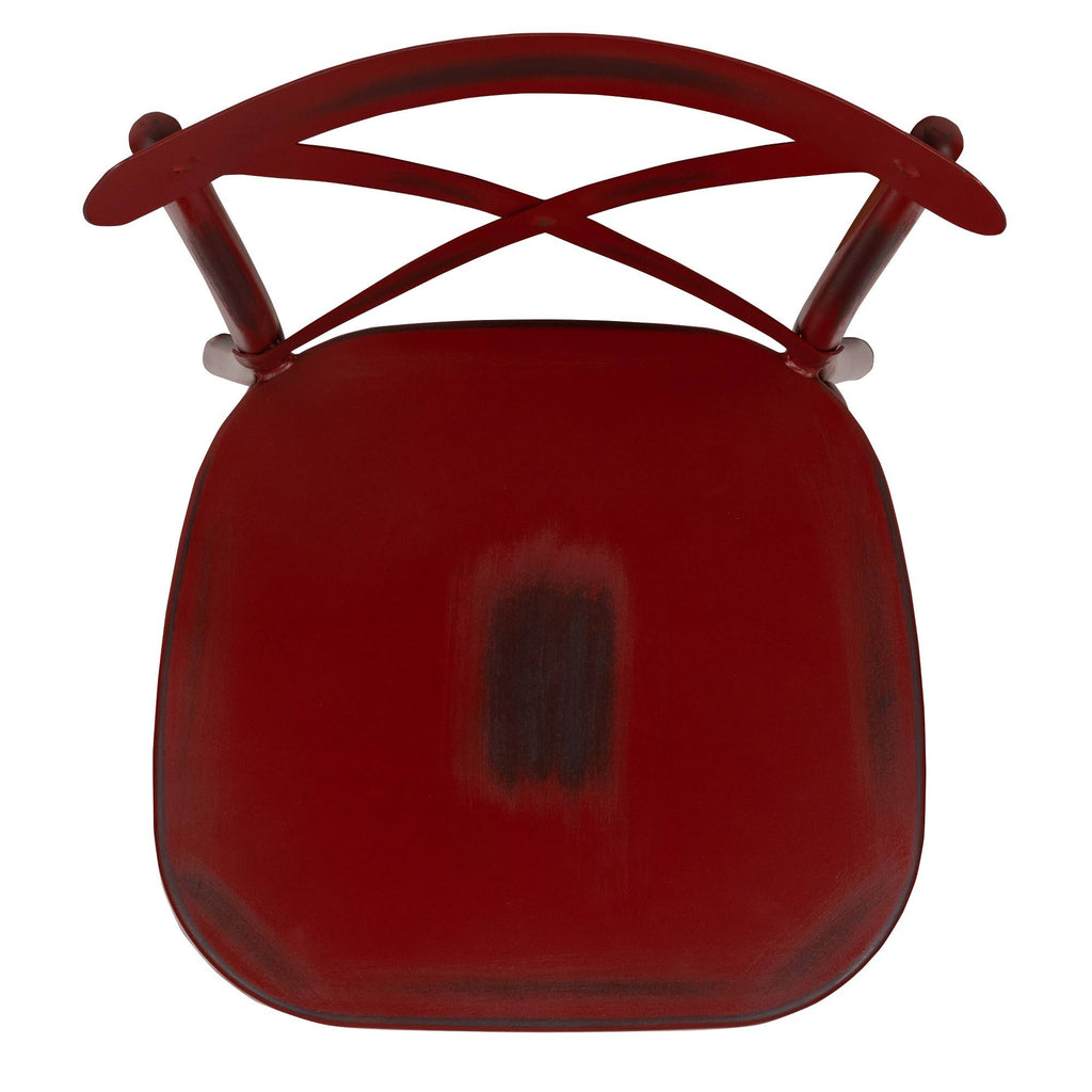 Rustic Distressed Metal Cross Back Chair (Red) B258007
