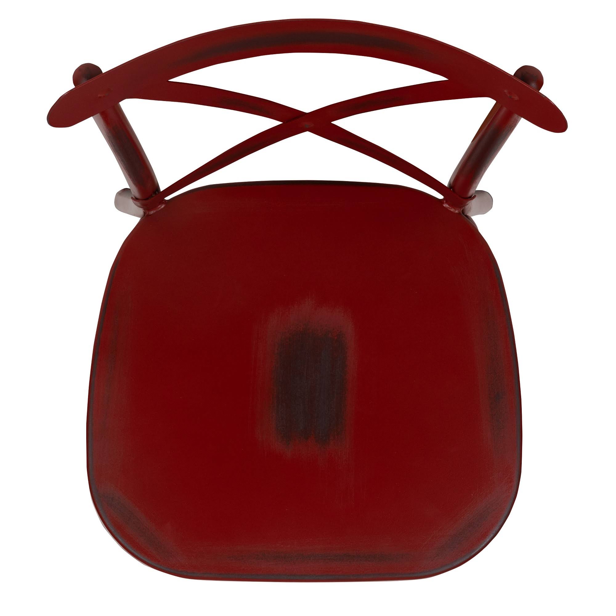 Rustic Distressed Metal Cross Back Chair (Red) B258007