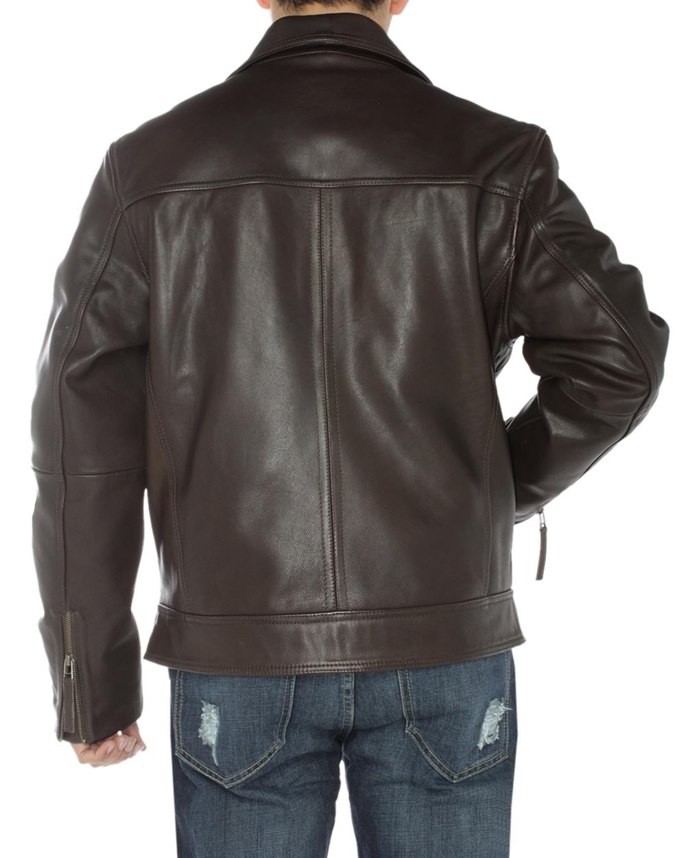 Brown Full Grain Cow Leather Coat Z226