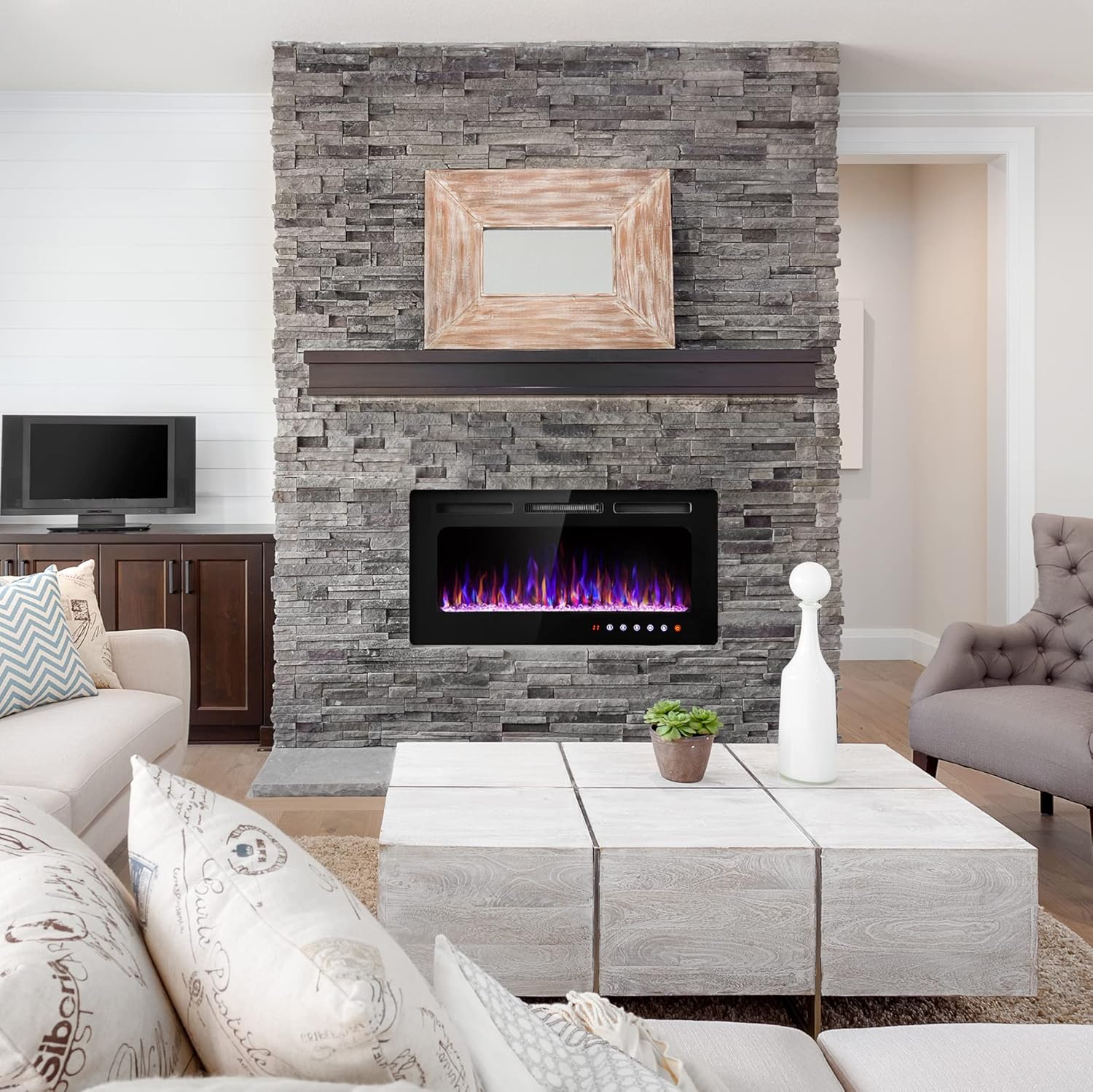36 Inch Electric Fireplace Insert with Remote Control K3266