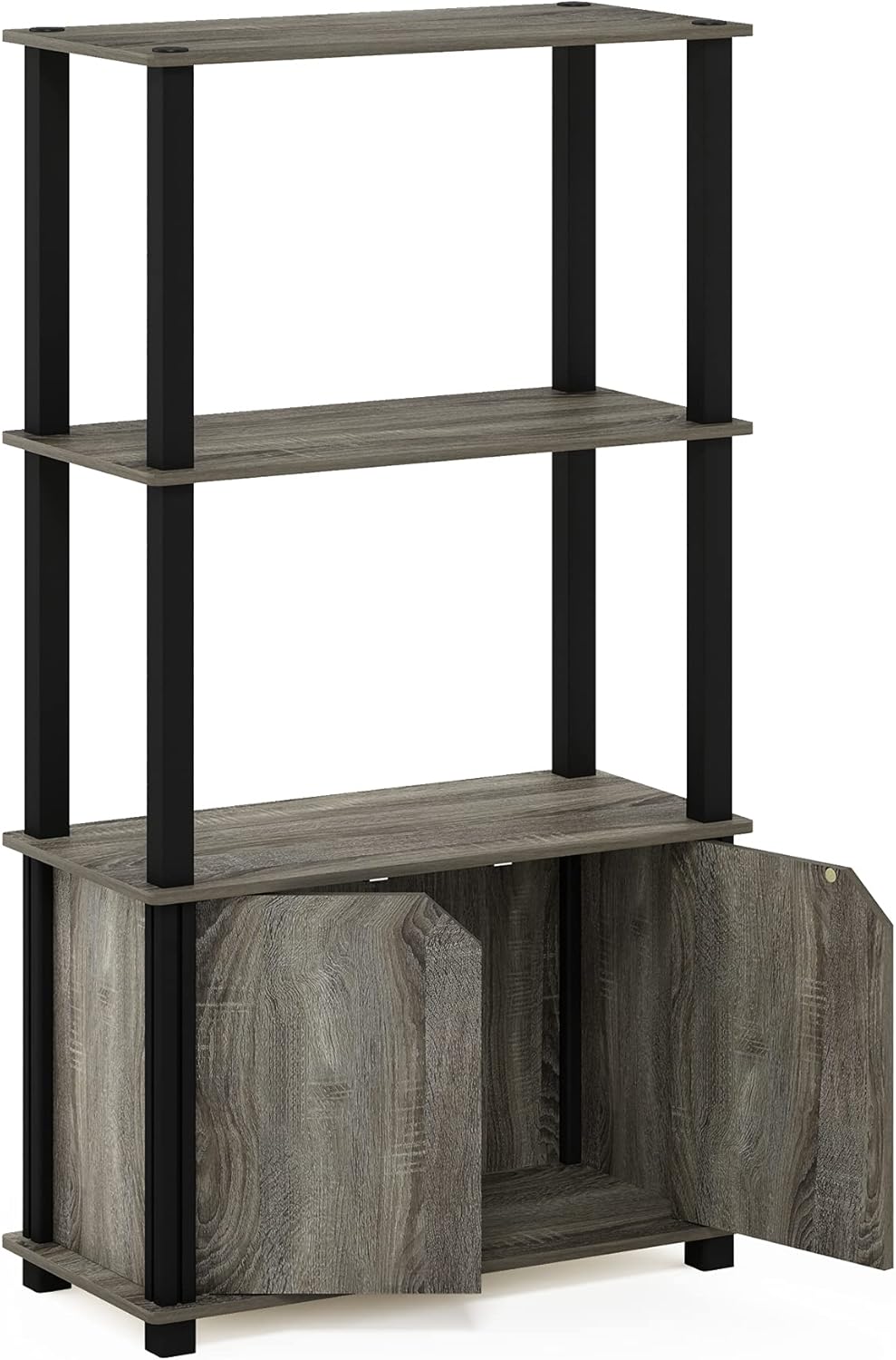 French Oak Grey 4-Tier Bookcase with Door D2539