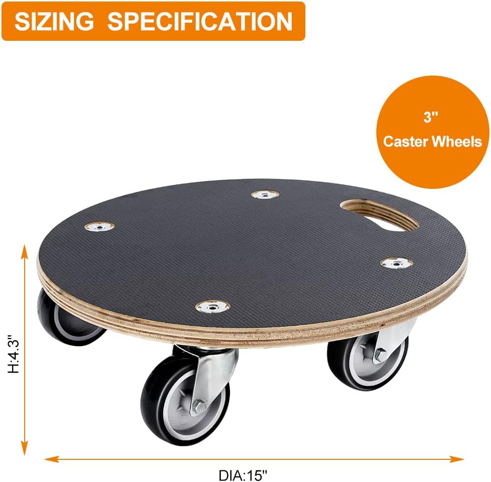 15-Inch Round Wood Platform Dolly with 2 Wheels P9675