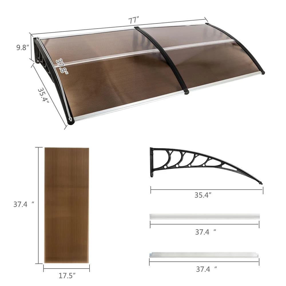 Patio Door Awning Canopy Hollow Sheet UV Rain Protection L991