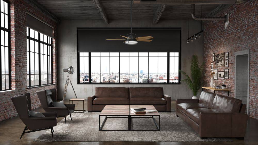 56x22 Aged Steel Ceiling Fan with Light with Wall Control C1330