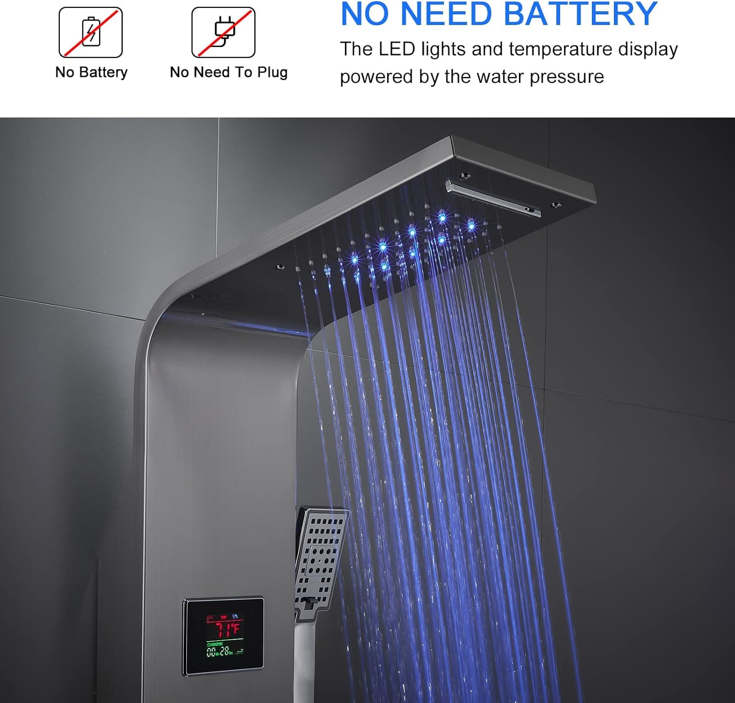 Brushed Stainless Steel Shower Tower System B364095