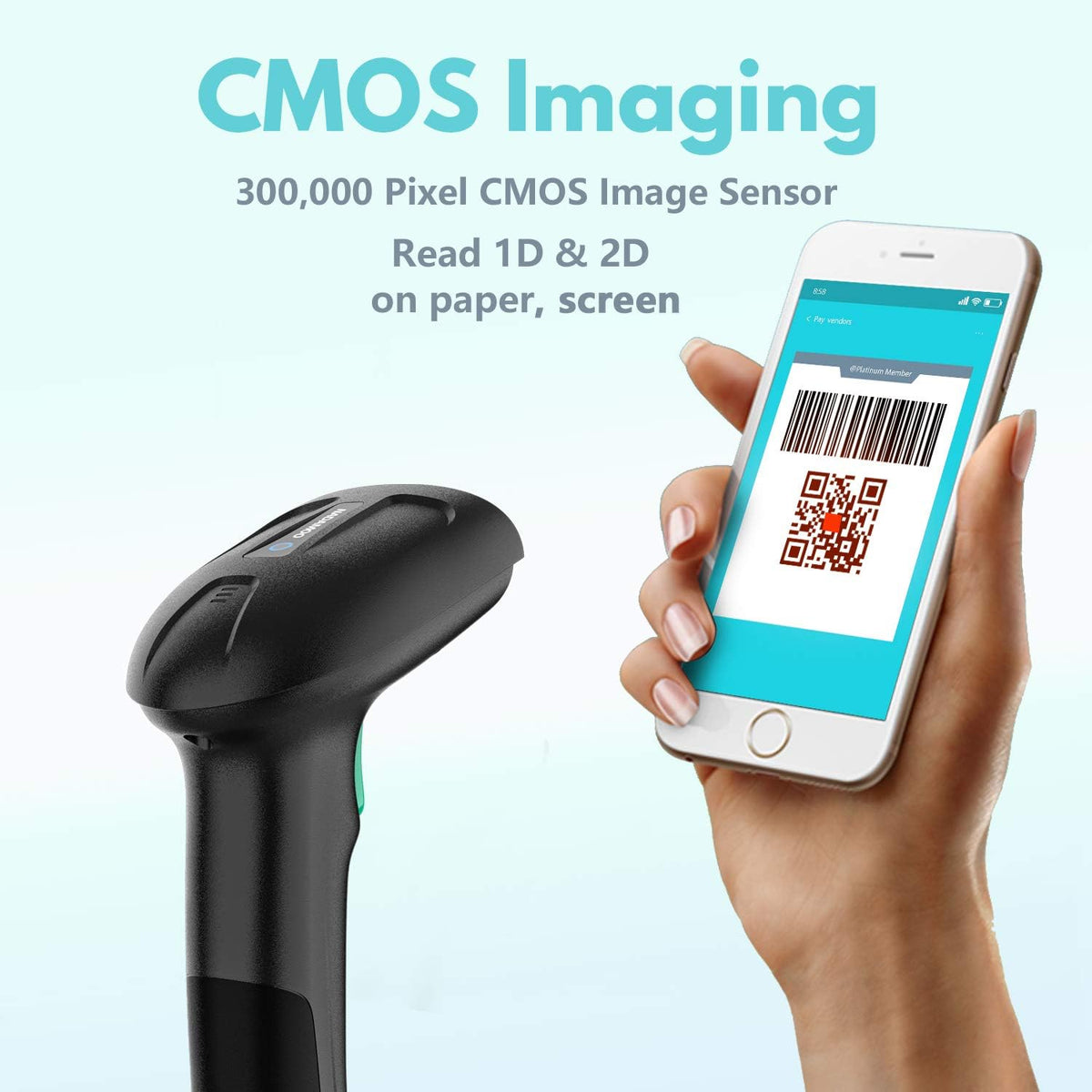 Wireless 2D Barcode Scanner with Hands-Free Stand W851490