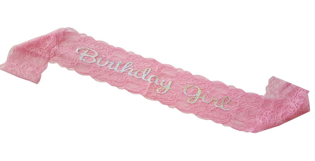 Pink Lace Birthday Sash L278753