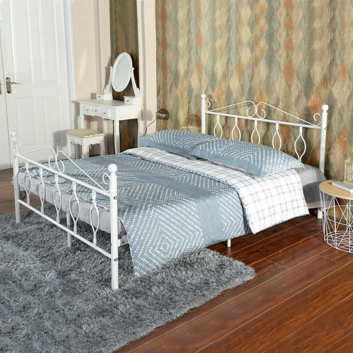 Black Twin Metal Bed Frame with Headboard and Footboard C143