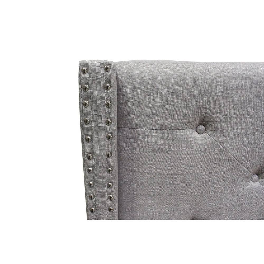 Beige Linen Blend Upholstered Wingback Platform Bed L1970