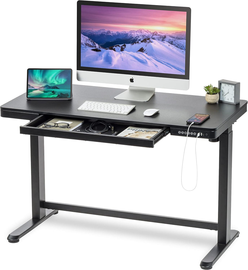 48 x 24 Inch Electric Height Adjustable Standing Desk with Drawer and USB Ports D61385
