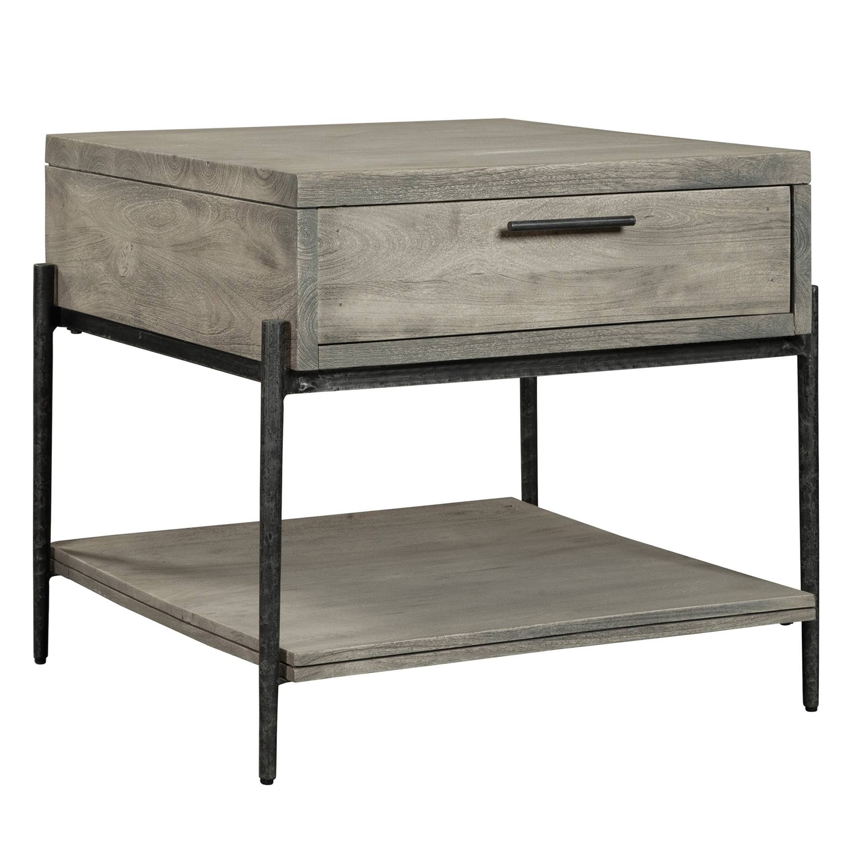 Gray End Table with Drawer L503023