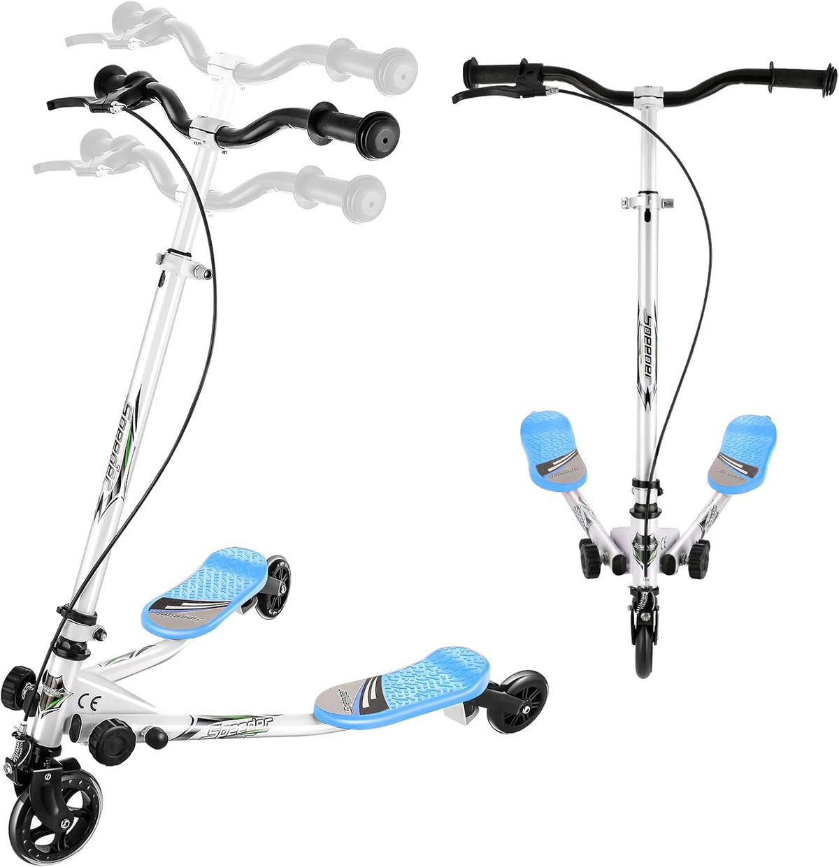 Foldable 3 Wheel Wiggle Scooter with Adjustable Height Handle, Pack of 2 N68096