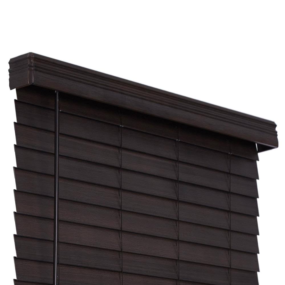 2.5-in Slat Width 42.75-in x 72-in Cordless Walnut Faux Wood Room Darkening Horizontal Blinds in Brown T632397