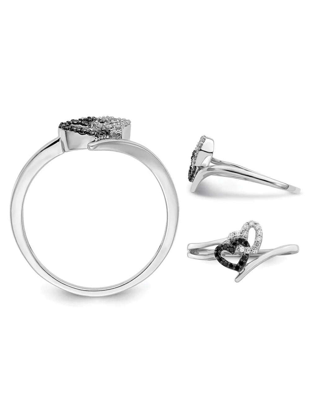 Black & White Diamond Accent Heart Promise Ring in Sterling Silver K6527