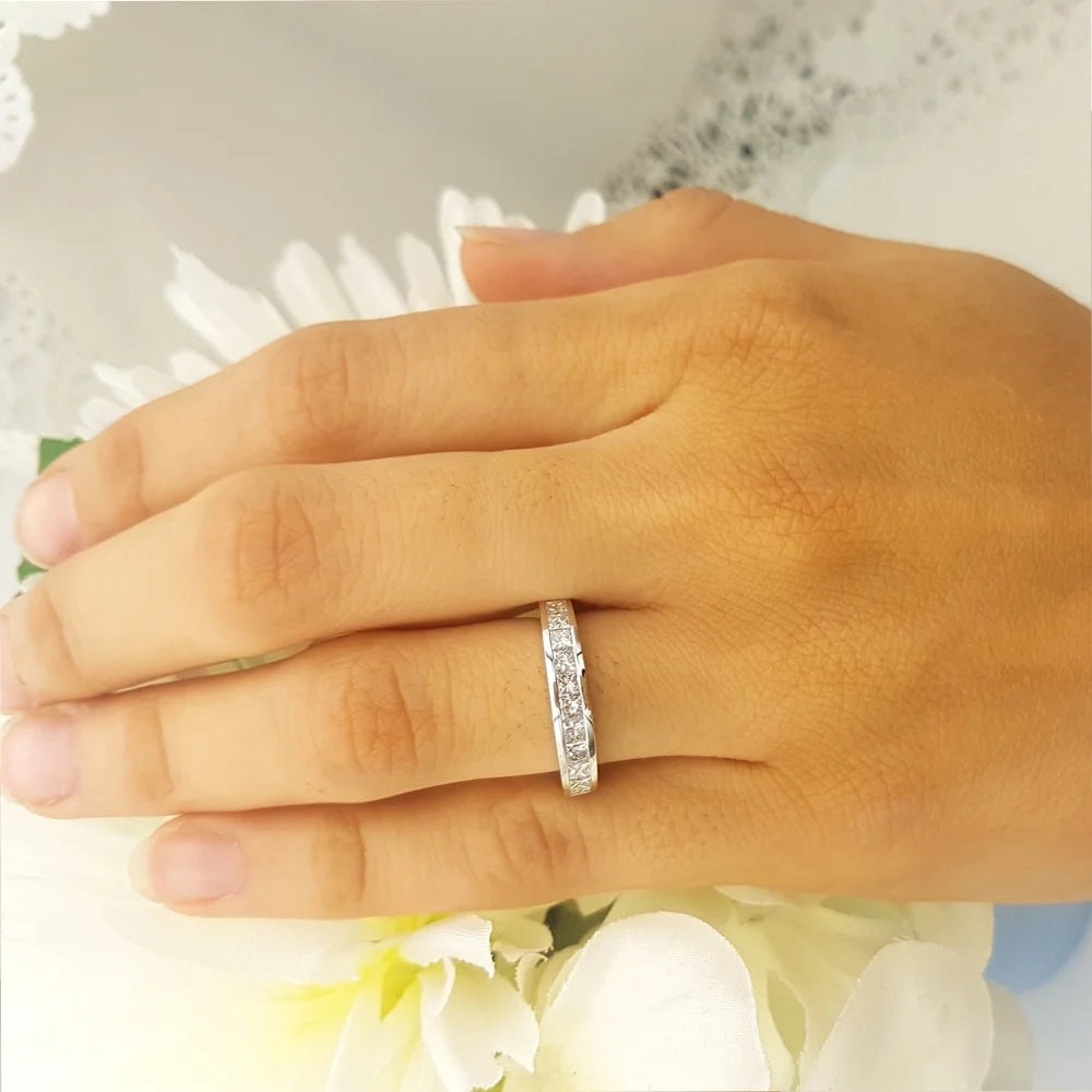 14k White Gold Princess Diamond Ring Band K113021