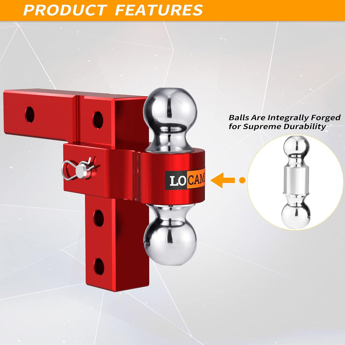 Adjustable Aluminum Trailer Hitch with Double Stainless Steel Pins V5778