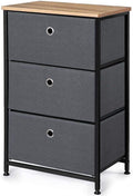 28" Vertical Dresser with 3 Drawers Fabric Nightstand with Steel Frame and Wood Top C6912