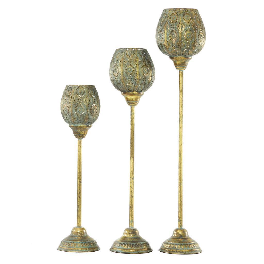 Tall Decorative Pierced Metal Candle Holders (Set of 3) W833419