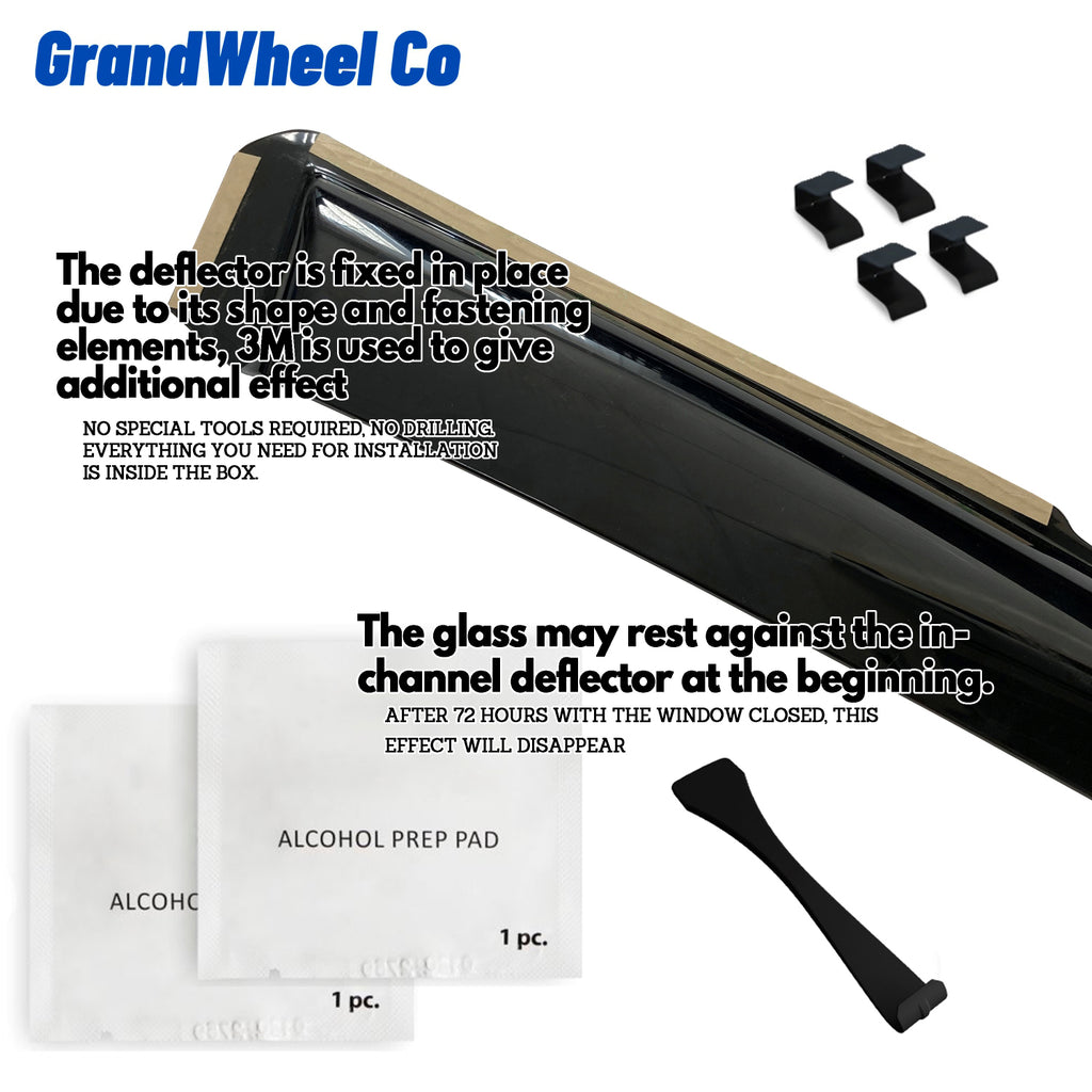 4 pcs Smoke Tinted In-channel Side Window Vent Visor Deflectors Rain Guards C222
