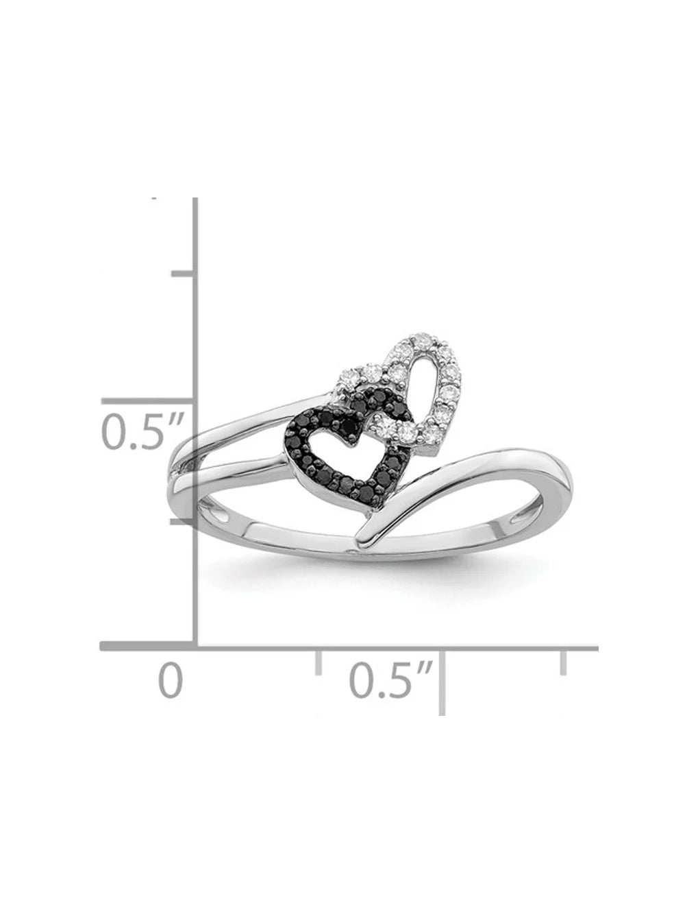 Black & White Diamond Accent Heart Promise Ring in Sterling Silver K6527