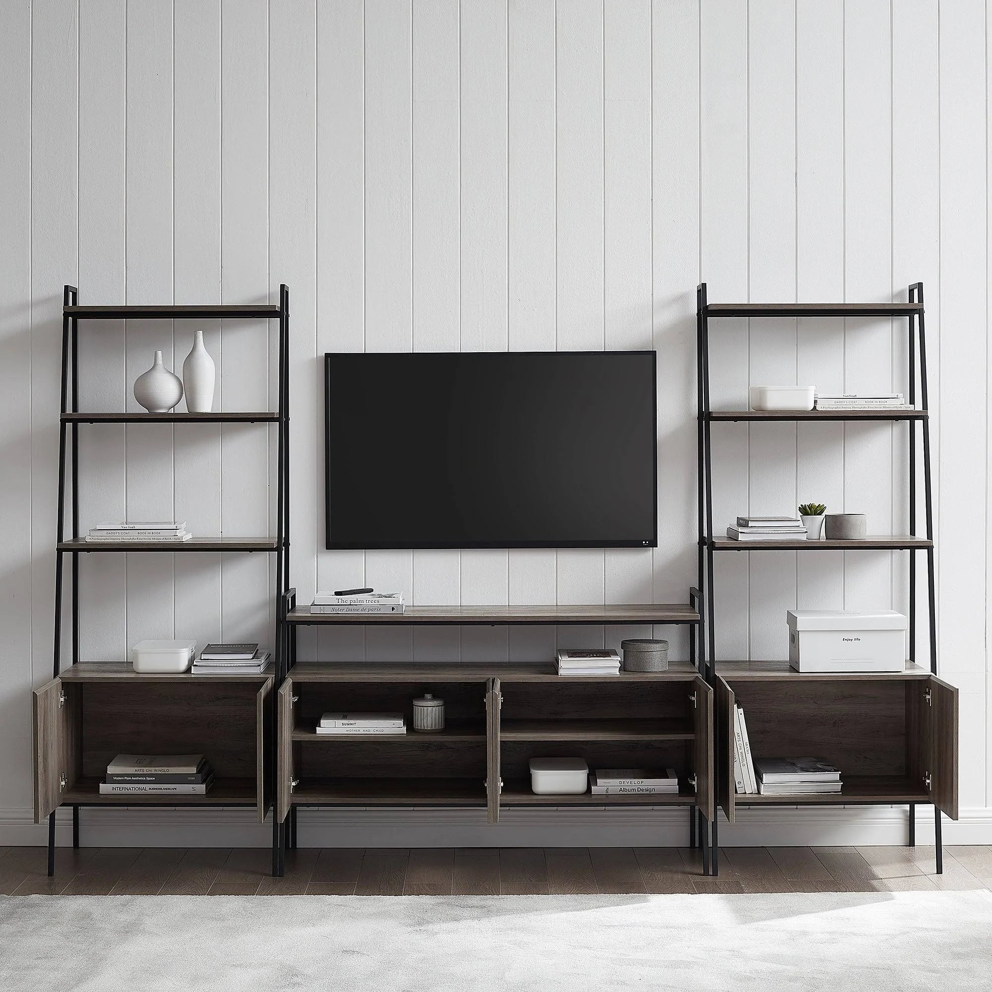 3-Piece Ladder Storage Entertainment Wall - Mocha S929