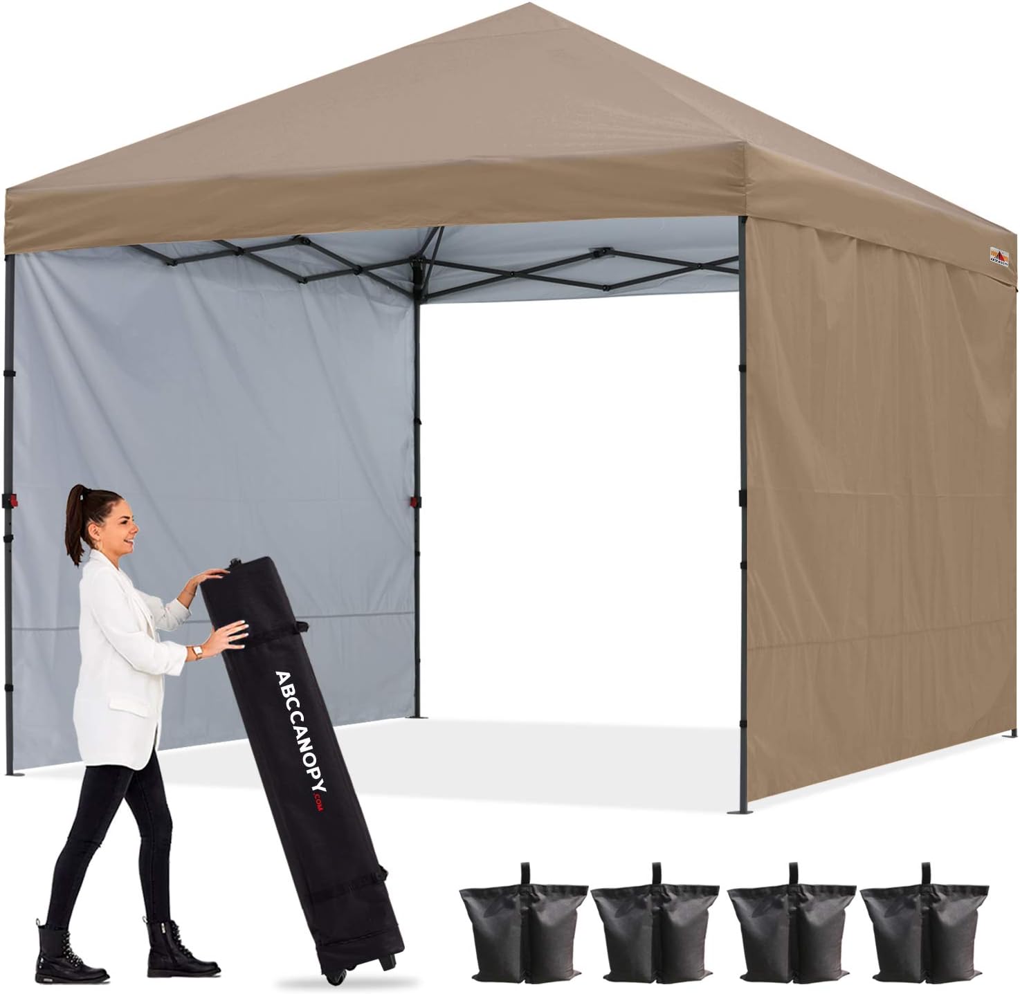 Black Pop up Canopy Tent with 2 Sun Wall 10x10 Z77070