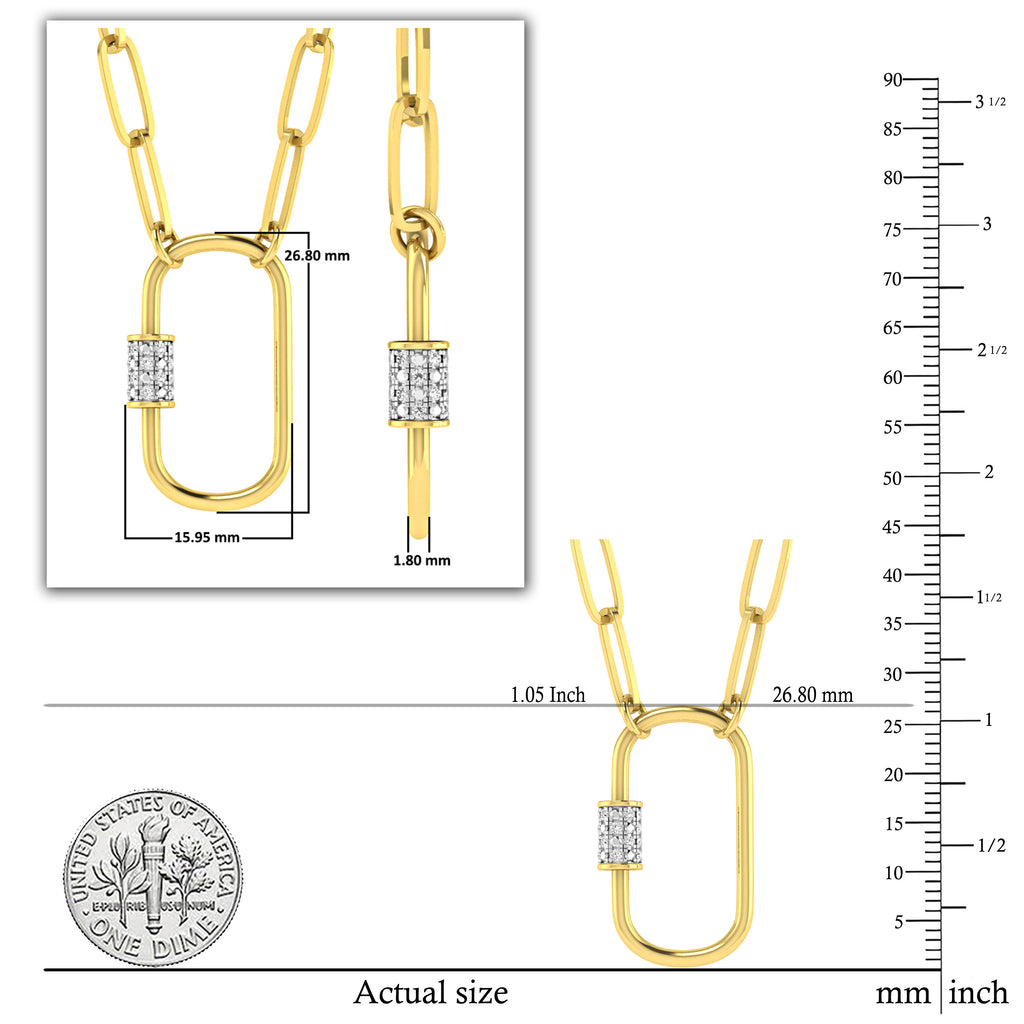 Oval Diamond Paperclip Chain Pendant Necklace in 14K Yellow Gold J97911