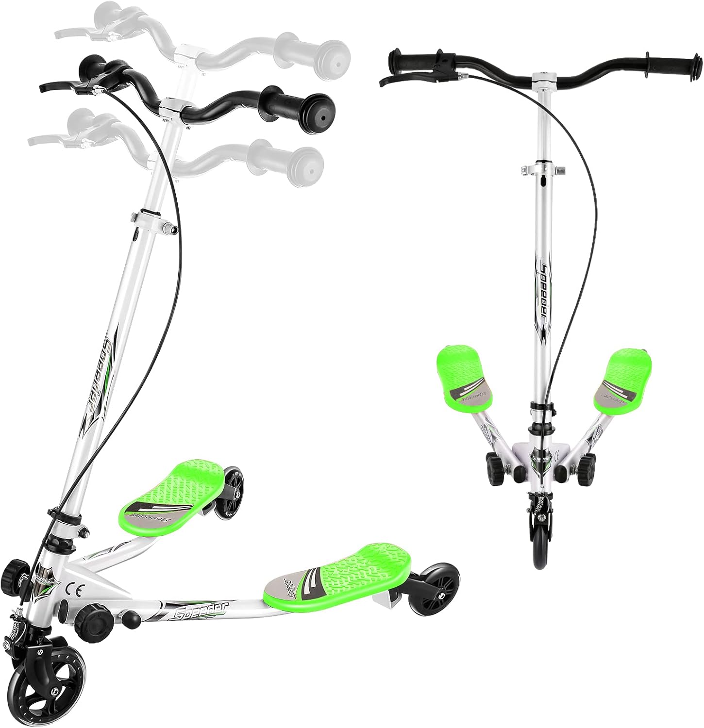 Foldable 3 Wheel Wiggle Scooter with Adjustable Height Handle, Pack of 2 N68096