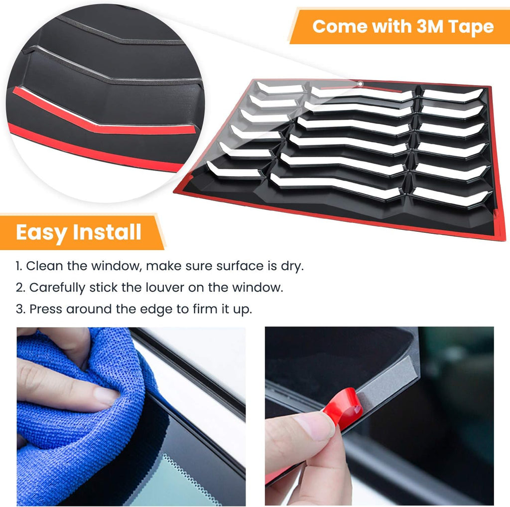 Rear Window Louver Windshield Sun Shade Cover (ABS Matte Black) F104292