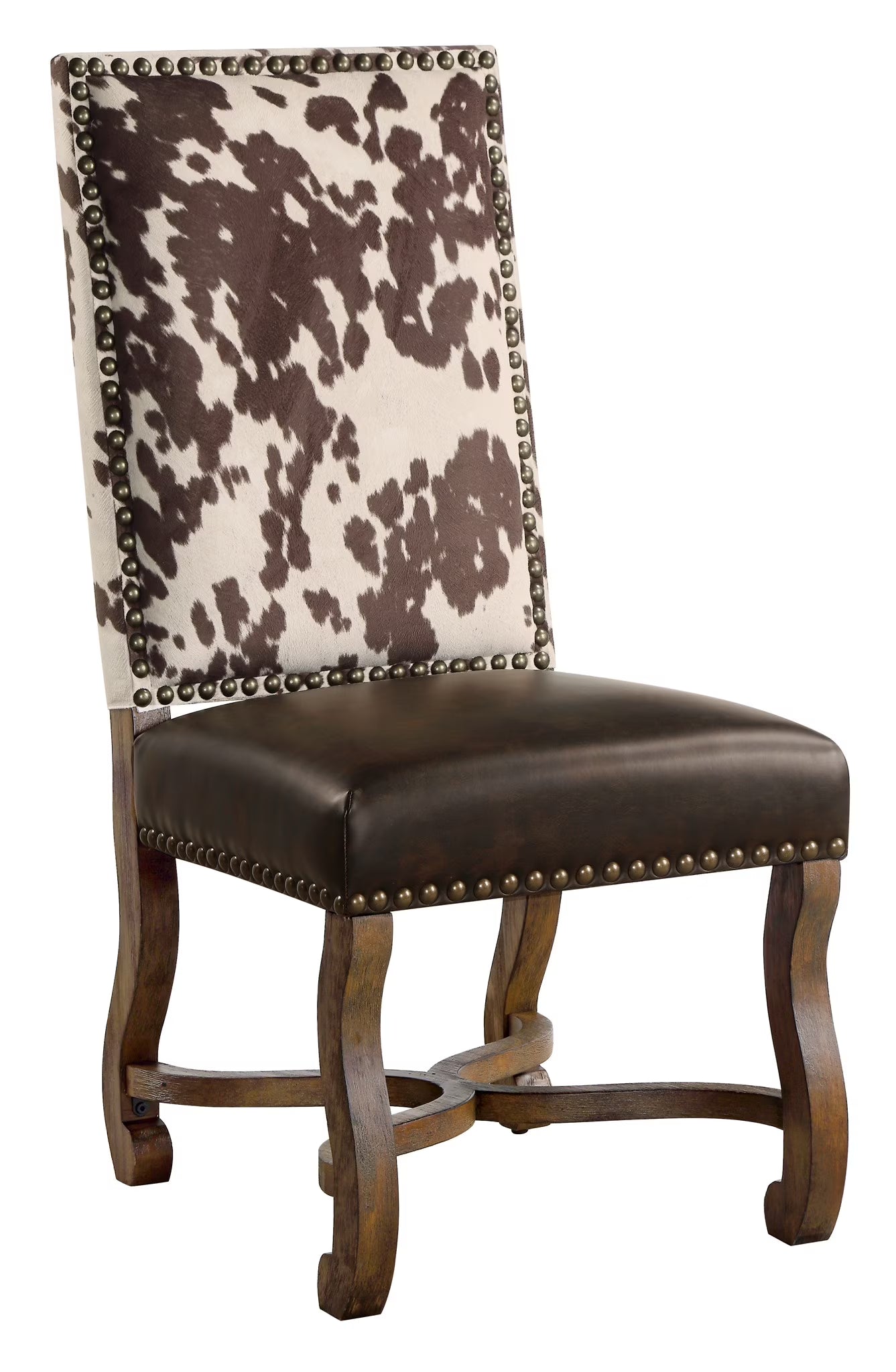 Leather and Faux Cowhide Side Chair R8026