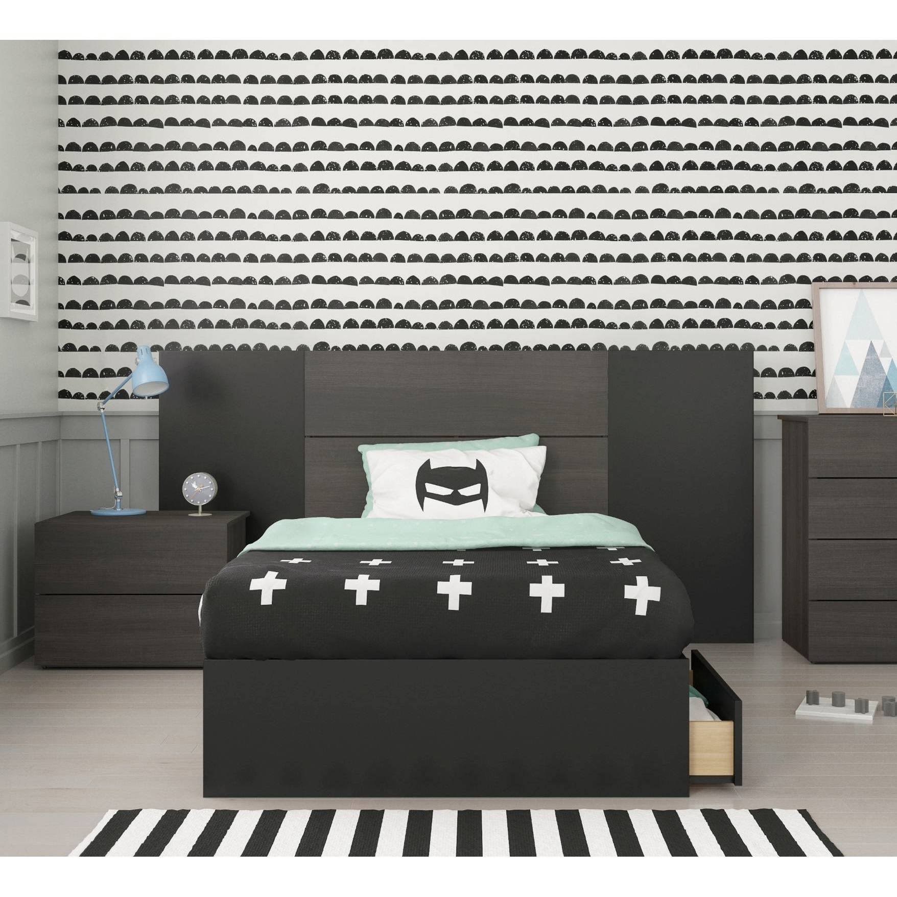 Ebony Black 4 Piece Twin Size Bedroom Set H430475