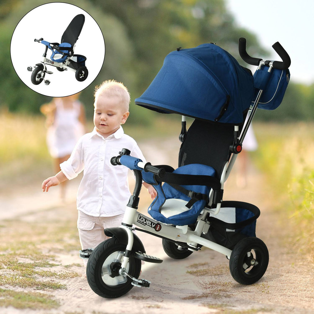 Blue 2 in 1 Lightweight Baby Stroller Tricycle C267918