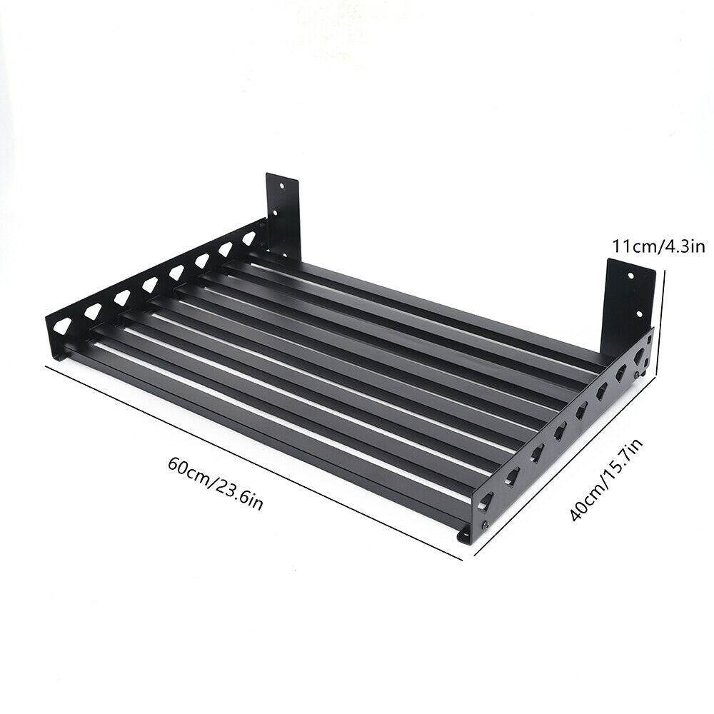 Stainless Microwave Rack Wall Mounted Storage Shelf with 4 Hooks I630843