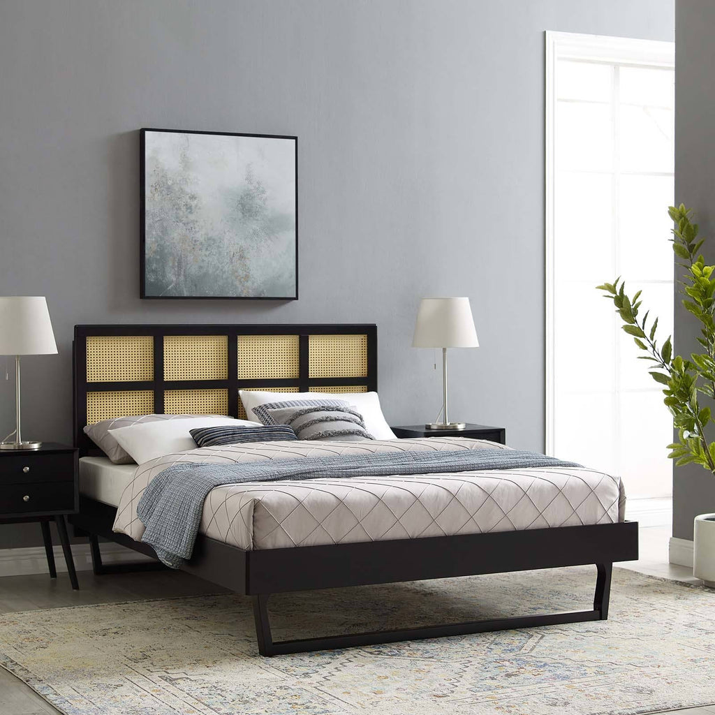 Black King Platform Bed with Angular Legs V629