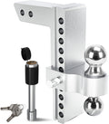 Adjustable Trailer Hitch Ball Mount, 2-Inch Receiver, 10-Inch Drop, Forged Aluminum Shank, 2-Inch and 2-5/16-Inch Combo Stainless Steel Tow Balls R455935