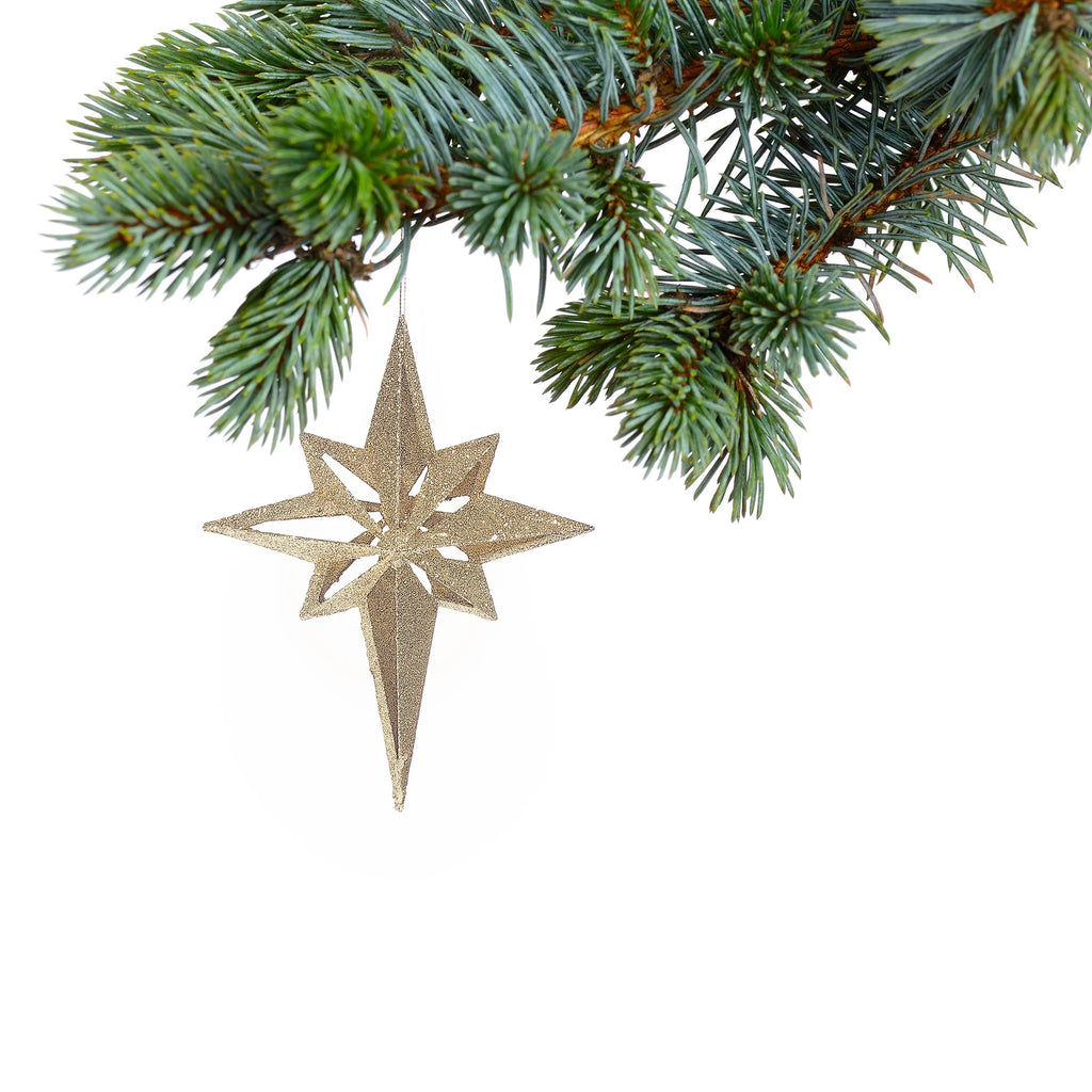 Gold Glitter Ornament Star - Set of 12 E72316