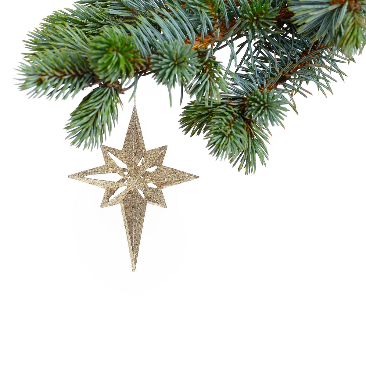 Gold Glitter Ornament Star - Set of 12 E72316