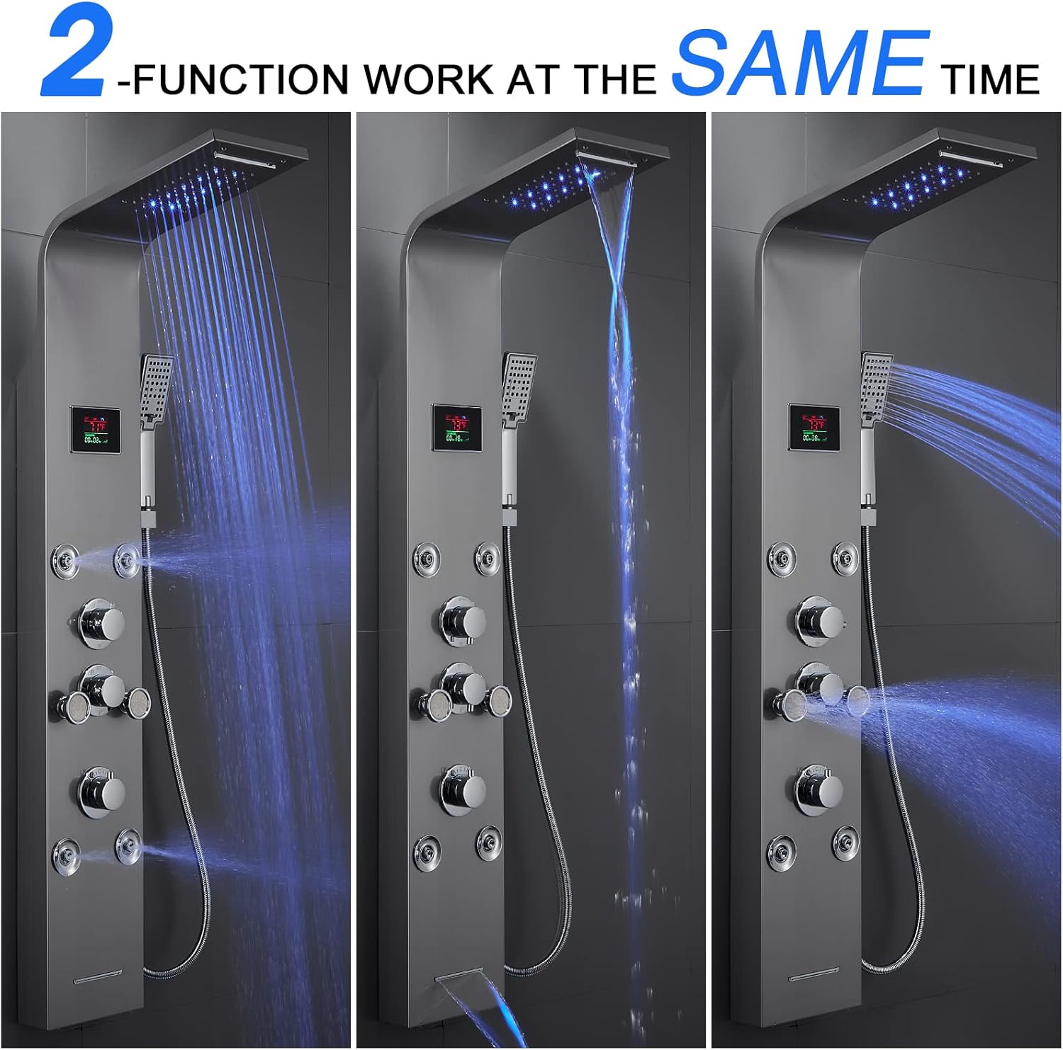 Brushed Stainless Steel Shower Tower System B364095