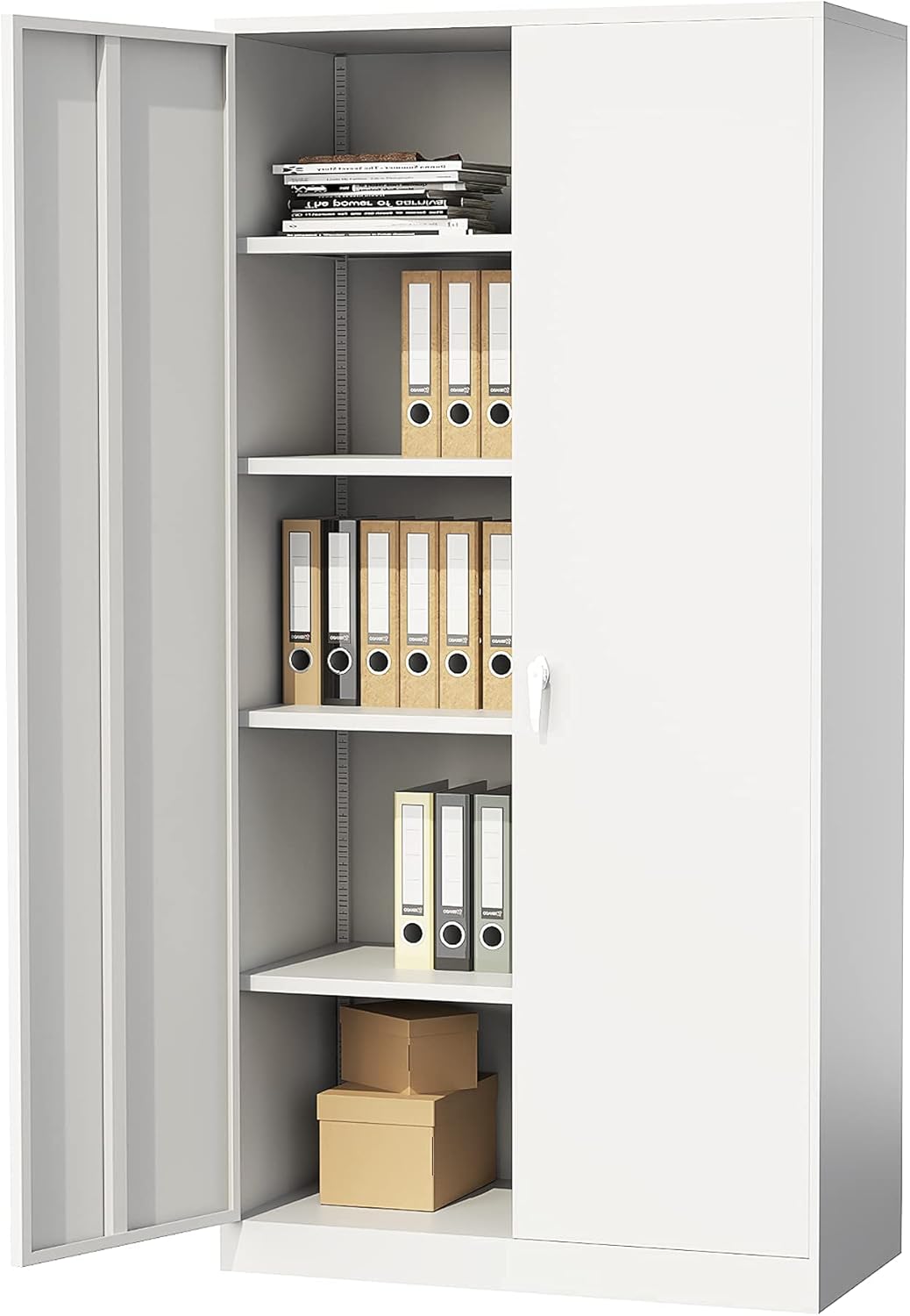 Black Steel Storage Cabinet with Locking Door and 4 Adjustable Shelves H17654