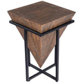 Rustic Industrial Wood and Metal Accent Table in Brown S737